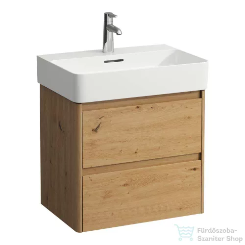 Laufen BASE 2.0 57x40 cm-es, 2 fiókos fali mosdótartó szekrény VAL H810283 mosdóhoz, vad tölgy H4113721082671