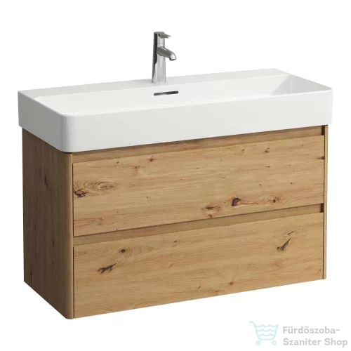 Laufen BASE 2.0 92x40 cm-es, 2 fiókos fali mosdótartó szekrény VAL H810287 mosdóhoz, vad tölgy H4114121082671