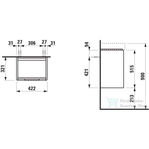 Laufen JUNA 45 alsószekrény, 1 ajtó, bal oldali zsanér, PRO S H815961 mosdóhoz, matt fehér H4114411092601