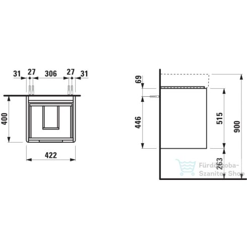 Laufen JUNA 42x40 cm alsószekrény, 2 fiók, VAL H815281 mosdóhoz, vad tölgy H4115721092671
