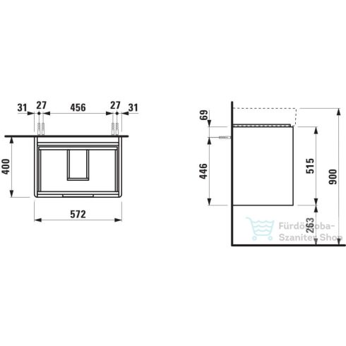 Laufen JUNA 57x40 cm alsószekrény, 2 fiók, VAL H810283 mosdóhoz, szürke H4115921092661