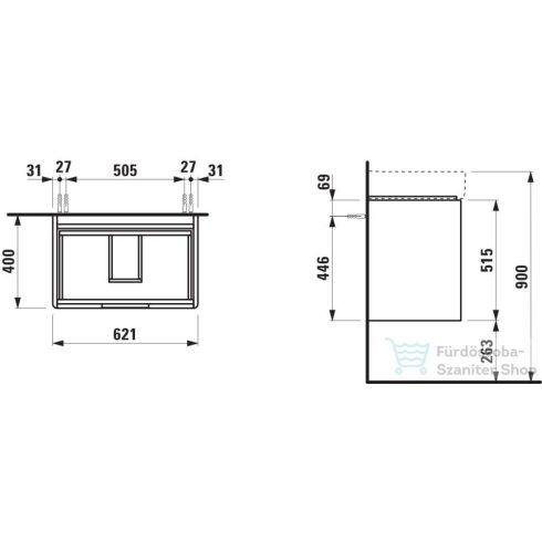 Laufen JUNA 62x40 cm alsószekrény, 2 fiók, VAL H810284 mosdóhoz, matt fehér H4116121092601