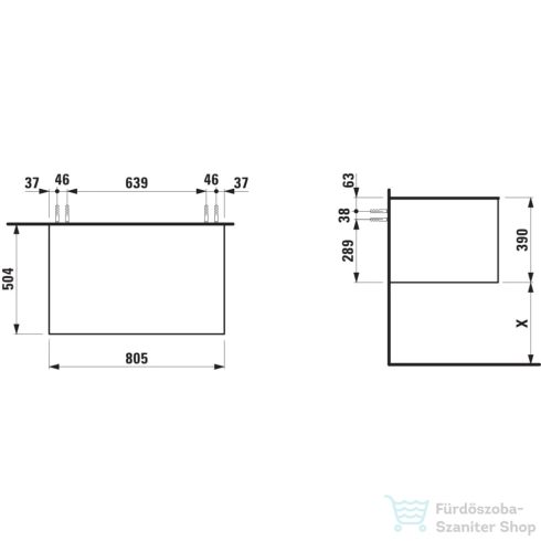 Laufen ARUN fiókos elem 800, 1 fiókkal, kivágás nélkül, Ardesia Bianca felülettel, Natúrfa H4141001516301