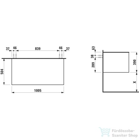 Laufen ARUN fiókos elem 1000, 1 fiókkal, kivágás nélkül, Ardesia Bianca felülettel, Natúrfa H4141101516301