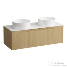   Laufen ARUN fiókos elem 1200, 1 fiókkal, kivágással jobb és bal oldalon, Ardesia Bianca felülettel, Világos tölgy H4141241512501