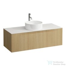   Laufen ARUN fiókos elem 1200,1 fiókkal, kivágással középen, Ardesia Bianca felülettel csaplyuk kivágással, Világos tölgy H4141251512501