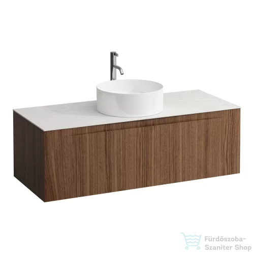Laufen ARUN fiókos elem 1200,1 fiókkal, kivágással középen, Ardesia Bianca felülettel csaplyuk kivágással, Natúrfa,  H4141251516301