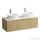 Laufen ARUN fiókos elem 1200, 1 fiókkal, kivágással jobb és bal oldalon, Ardesia Bianca felülettel csaplyuk kivágással, Világos tölgy H4141291512501