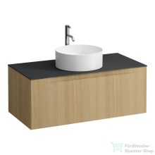   Laufen ARUN fiókos elem 1000, 1 fiókkal, kivágással középen, Ardesia Nera felülettel csaplyuk kivágással, Világos tölgy H4151151512501