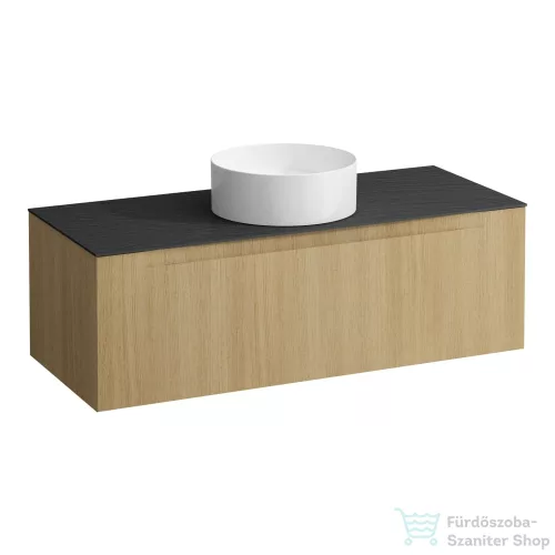 Laufen ARUN fiókos elem 1200, 1 fiókkal, kivágással középen, Ardesia Nera felülettel, Világos tölgy H4151211512501