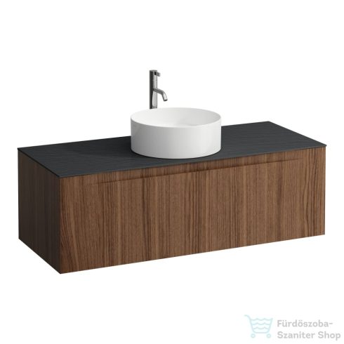 Laufen ARUN fiókos elem 1200,1 fiókkal, kivágással középen, Ardesia Nera felülettel csaplyuk kivágással, Natúrfa H4151251516301