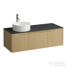   Laufen ARUN fiókos elem 1200, 1 fiókkal, kivágással bal oldalon, Ardesia Nera felülettel csaplyuk kivágással, Világos tölgy H4151261512501