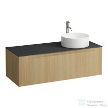   Laufen ARUN fiókos elem 1200, 1 fiókkal, kivágással jobb oldalon, Ardesia Nera felülettel csaplyuk kivágással, Világos tölgy H4151271512501