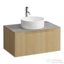   Laufen ARUN fiókos elem 800, 1 fiókkal, kivágással középen, Piasentina Grigio felülettel csaplyuk kivágással, Világos tölgy H4161051512501