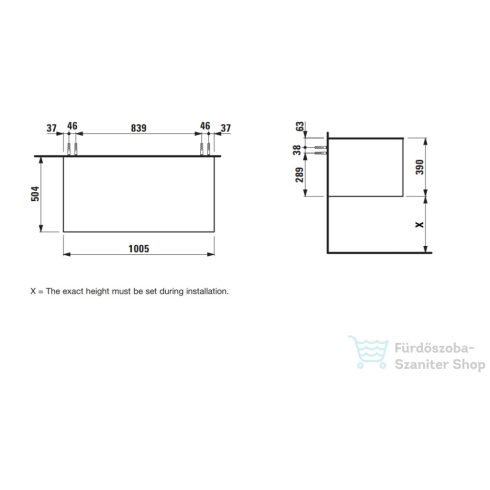 Laufen ARUN fiókos elem 1000, 1 fiókkal, kivágás nélkül, Piasentina Grigio felülettel, Világos tölgy H4161101512501