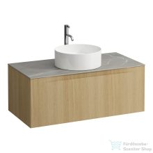   Laufen ARUN fiókos elem 1000, 1 fiókkal, kivágással középen, Piasentina Grigio felülettel csaplyuk kivágással, Világos tölgy H4161151512501