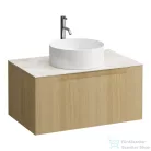 Laufen ARUN fiókos elem 800, 1 fiókkal, kivágással középen, Botticino Crema felülettel csaplyuk kivágással, Világos tölgy H4171051512501