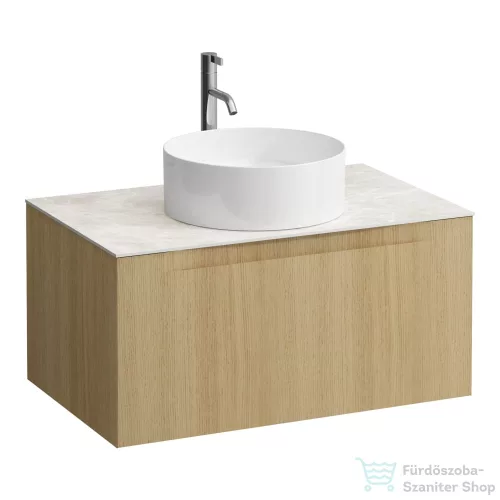 Laufen ARUN fiókos elem 800, 1 fiókkal, kivágással középen, Botticino Crema felülettel csaplyuk kivágással, Világos tölgy H4171051512501
