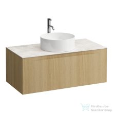   Laufen ARUN fiókos elem 1000, 1 fiókkal, kivágással középen, Botticino Crema felülettel csaplyuk kivágással, Világos tölgy H4171151512501