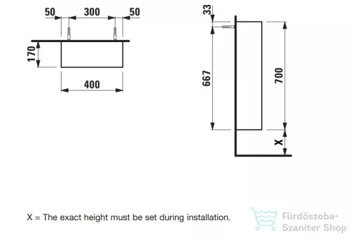 Laufen ARUN 70x40x17 cm-es középmagas szekrény, elöl nyitott, füst üveg, világos tölgy H4195101512501