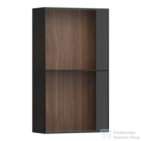 Laufen ARUN 70x40x17 cm-es középmagas szekrény, elöl nyitott, füst üveg, natúrfa H4195101516301