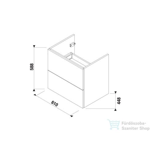 Jika MIO N 61x44,8 cm-es, 2 fiókos fali mosdótartó szekrény pult és mosdó nélkül, kőris H41J7154013421