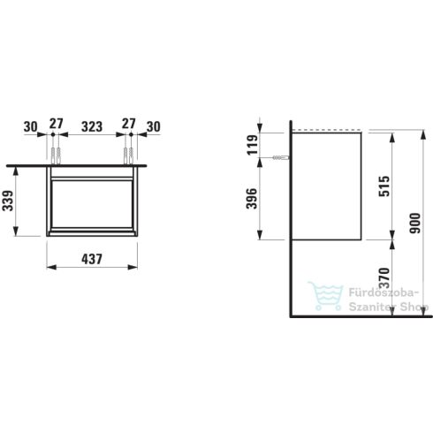 Laufen Meda 43,7x33,9 cm-es 1 ajtós fali szekrény H814110 mosdóhoz,jobbos,cappuccino H4216620114651