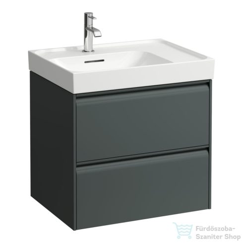 Laufen MEDA 58,4x44,8x51,5 cm-es 2 fiókos fali szekrény mosdó- és csaptelep nélkül, traffic grey H4217320112661