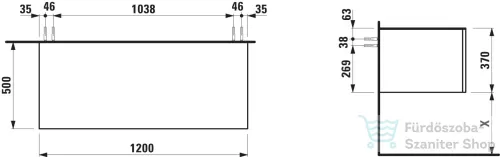 Laufen ILBAGNOALESSI 120x50 cm-es 1 fiókos alsószekrény kivágás nélkül, Pearl beige H4303000972701