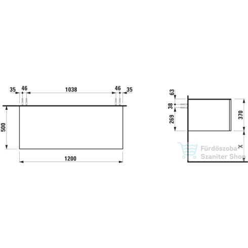 Laufen ILBAGNOALESSI 120x50 cm-es 1 fiókos alsószekrény kivágás nélkül, Sötétbarna H4303000974291