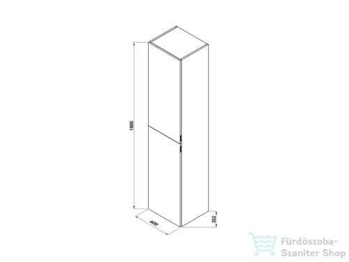 Jika PURE 180x40x35,2 cm-es, 2 ajtós magas szekrény, jobbos/balos, fényes fehér H43J2322305001