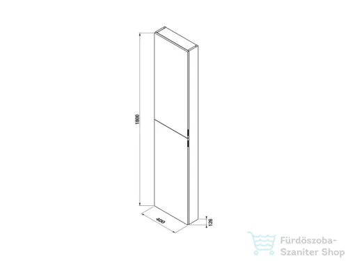 Jika PURE 180x40x12,6 cm-es, 2 ajtós magas szekrény, jobbos/balos, fényes fehér H43J2352305001