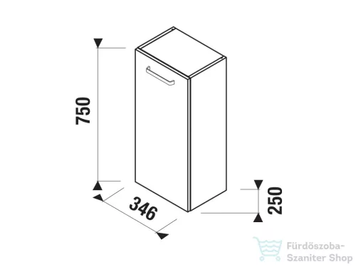 Jika LYRA PLUS VIVA 75x34,6x25 cm-es, 1 ajtós középmagas szekrény, jobbos/balos, matt/selyemfényű fehér H43J3811303001
