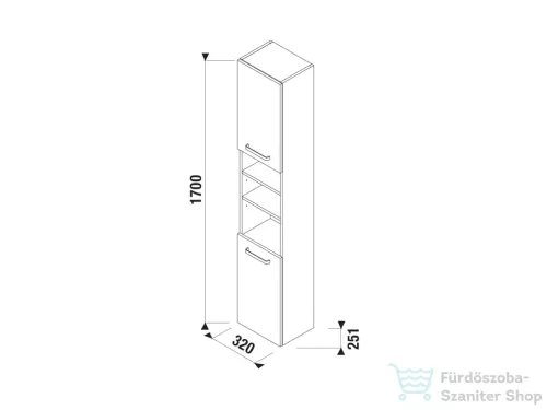 Jika LYRA PLUS VIVA 170x32x25,1 cm-es, 2 ajtós magas szekrény, jobbos/balos, matt/selyemfényű fehér H43J3822303001