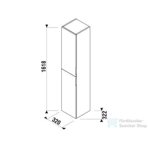 Jika CUBITO 161,8x32,2x32 cm-es, 2 ajtós magas szekrény, jobbos/balos, matt/fényes fehér H43J4222305001