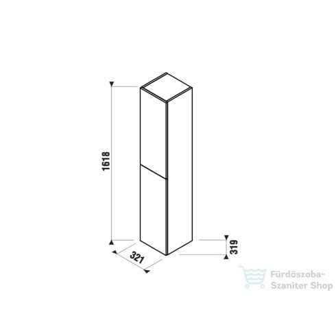 Jika MIO N 161,8x32,1x31,9 cm-es, 2 ajtós magas szekrény, jobbos/balos, matt/fényes fehér H43J7122305001