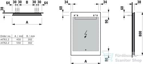 Laufen LEELO 55 cm-es tükör, LED világítással, 1 érintésérzékelővel H4476229501441