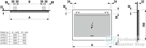 Laufen LEELO 90 cm-es tükör, LED világítással, 3 érintésérzékelővel H4476539501441