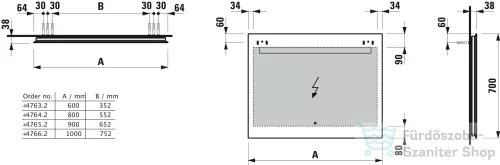 Laufen LEELO 100 cm-es tükör, LED világítással, 1 érintésérzékelővel H4476629501441