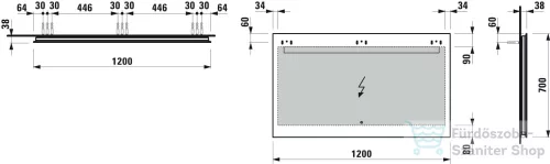 Laufen LEELO 120 cm-es tükör, LED világítással, 1 érintésérzékelővel H4476729501441