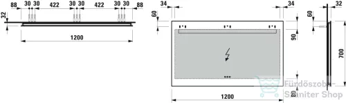 Laufen LEELO 120 cm-es tükör, LED világítással, 3 érintésérzékelővel H4476739501441