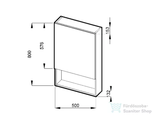 Jika LYRA PLUS 50x80x13,2 cm-es, 1 ajtós tükrös szekrény, matt fehér H4532310383041