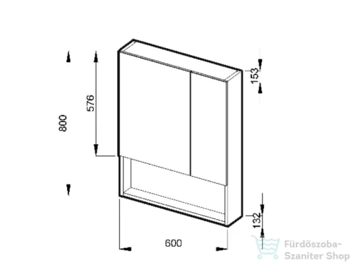 Jika LYRA PLUS 60x80x13,2 cm-es, 2 ajtós tükrös szekrény, matt fehér H4532410383041