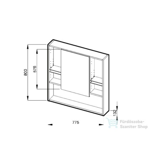 Jika LYRA PLUS 77,5x80x13,2 cm-es, 1 ajtós tükrös szekrény, matt fehér H4532510383041