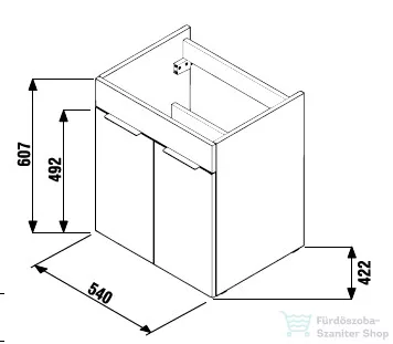 Jika CUBE 54x42,2 cm-es mosdó és 2 ajtós alsószekrény kombináció, matt/selyemfényű fehér H4536111763001
