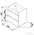 Jika CUBE 54x42,2 cm-es mosdó és 2 fiókos alsószekrény kombináció, matt/selyemfényű fehér H4536121763001