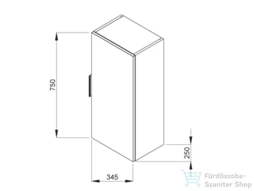 Jika CUBE 75x34,5x25 cm-es, 1 ajtós középmagas szekrény, jobbos/balos, matt antracit H4537111763521