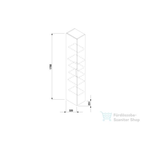 Jika CUBE 170x32x25,1 cm-es, 1 ajtós magas szekrény, jobbos/balos, matt/selyemfényű fehér H4537211763001