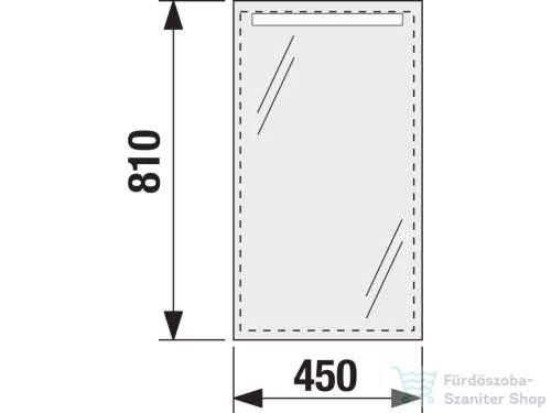 Jika CLEAR 45x81 cm-es tükör alumínium kerettel, LED világítással, kapcsoló nélkül, 5 mm-es éltöréssel, H4557051731441