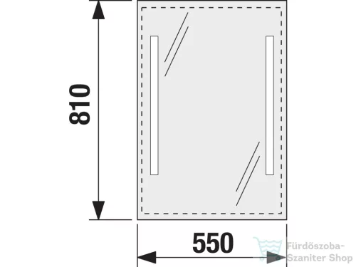 Jika CLEAR 55x81 cm-es tükör alumínium kerettel, LED világítással, kapcsoló nélkül, 5 mm-es éltöréssel, H4557151731441